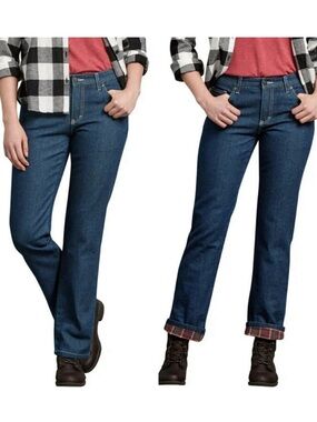 Dickies NWT Flannel Lined 5 Pocket Straight Leg Relaxed Fit Women’s 14 R Jeans